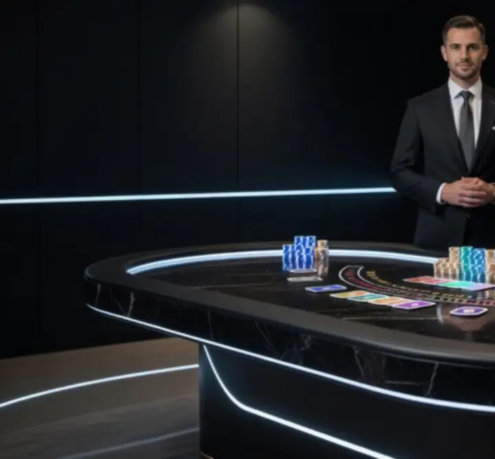 Elegáns céges kaszinó rendezvény blackjack asztallal és hangulatos fényekkel